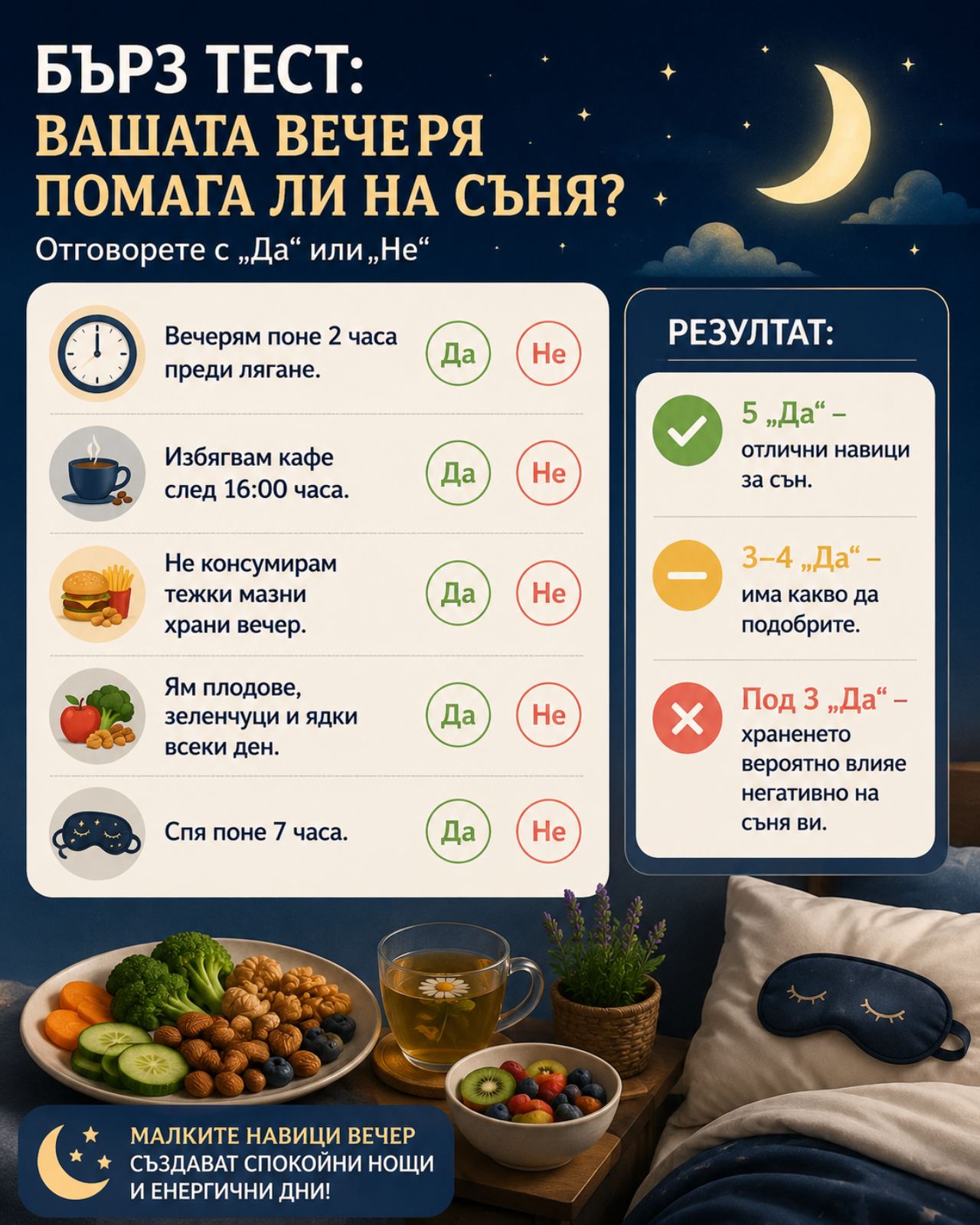 Идеална вечеря за качествен сън | Ideal dinner for quality sleep